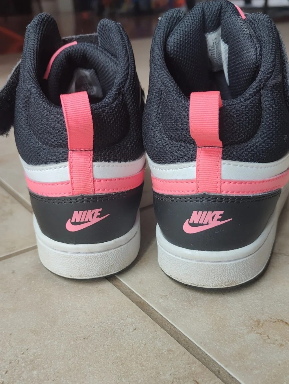 Nike Black, White & Pink Mid-Top Sneakers